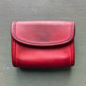COACH Multifunction Purse #7219 Red Leather Vintage 1990s Minimalist Coin Wallet
